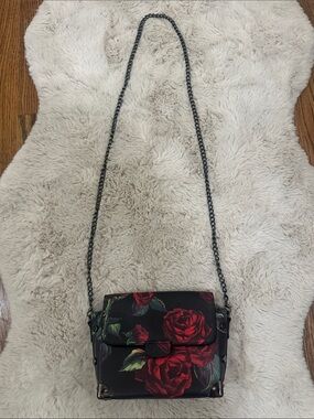 Floral Crossbody Bag with Red Rose Print